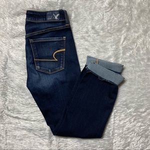American Eagle Blue Cropped Skinny Jeans